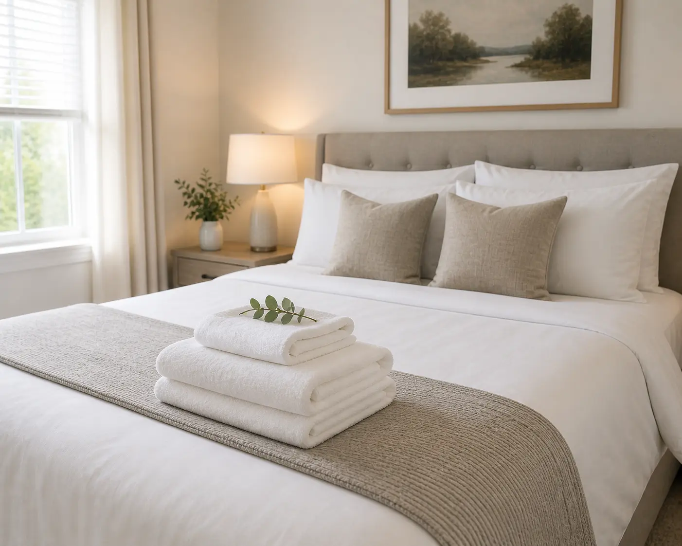 Hotel-grade bed prepared for Airbnb guests in Auckland